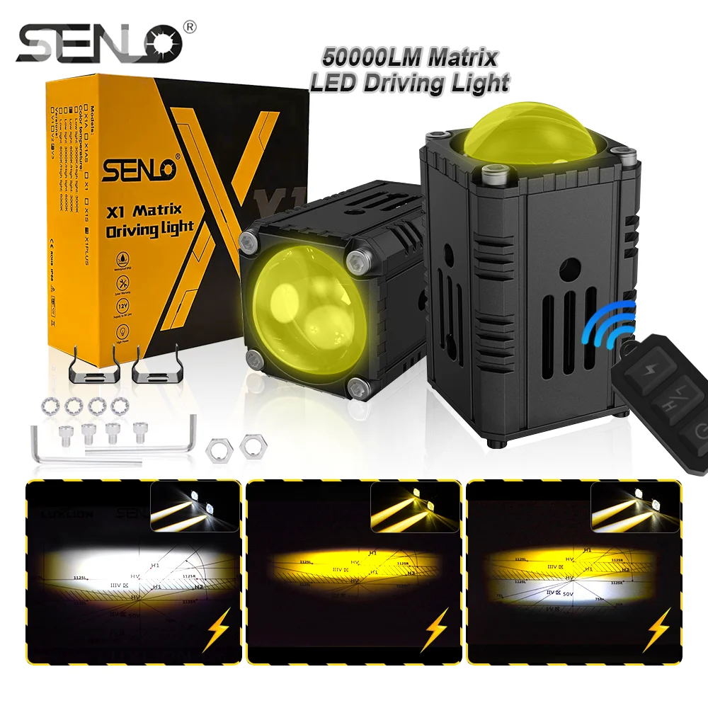 

SENLO внешняя передняя светодиодная фара Focus Moto 50 Вт Spotlight 12V 2A 50000LM IP68 Противотуманная фара для BMW Honda Kawasaki Outdoor Off Road