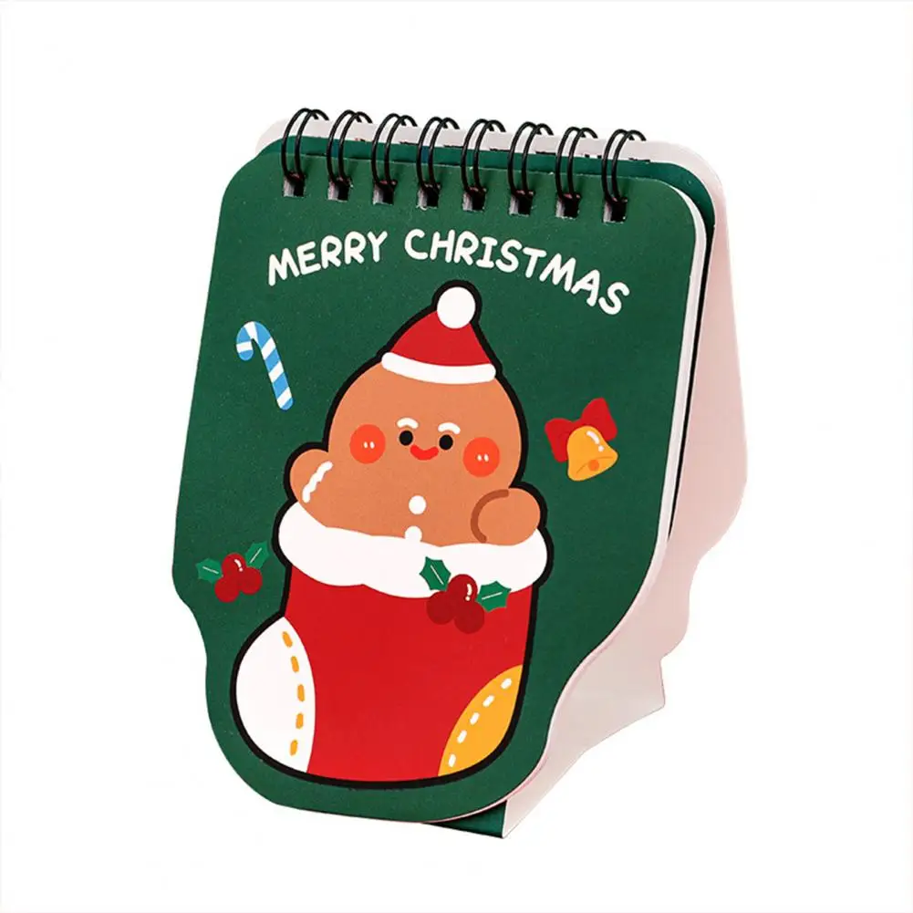 

2024 Christmas Desk Calendar Vibrant Color Cartoon Pattern Design Mini Size Table Calendar Decoration