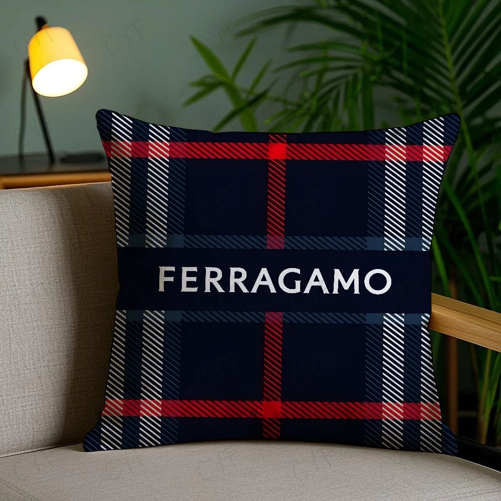 classic passion F-Ferragamo Pillow Case Anti-dustmite Pillowcase Invisible zipper silky short plush Sofa cushion cover