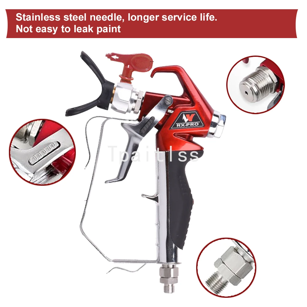 Tpaitlss RX-Pro Red Series High Pressure Airless Paint Spray Gun 538020 with 517 Tip and Guard Titan 0538020