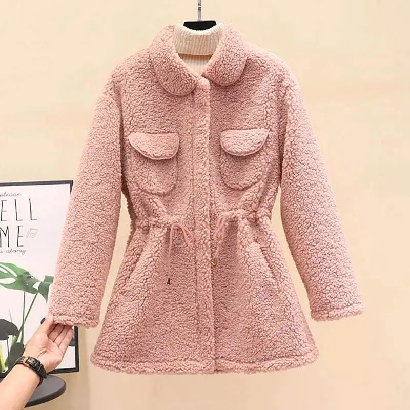 Oversize Woman Parkas Warm Jacket Beige Black Cotton Padded Coat  New Fashion Zipper Loose Casual Long Winter Coat Thick
