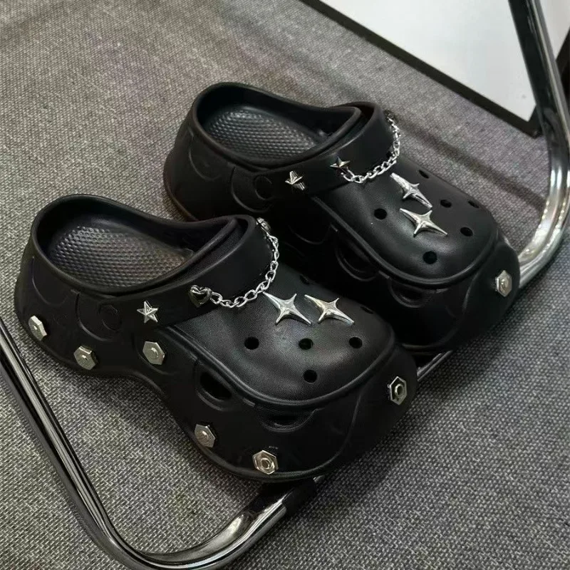 Women's Sandals Fashion Platform Slippers Punk Style Women's Shoes Height Increase By 7cm Thick Bottom EVA Non Slip Slippers