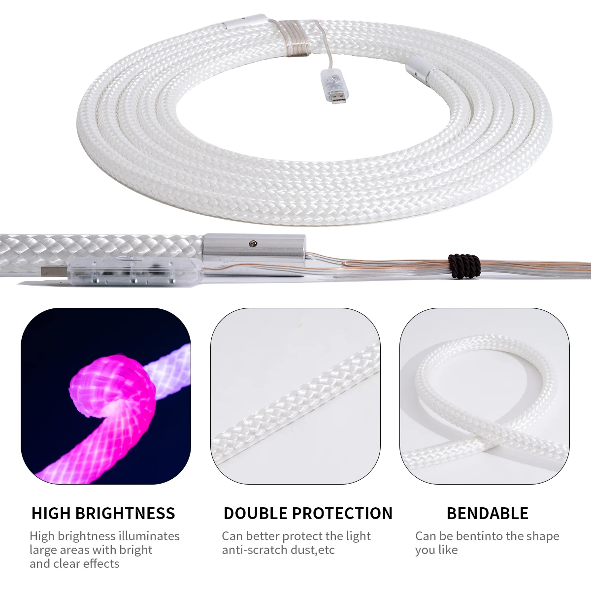 360 Degree Round Reticulate RGBIC Neon LED Strip Lights USB 5V Smart Bluetooth Silicon LED Neon Light Rope Room Decor