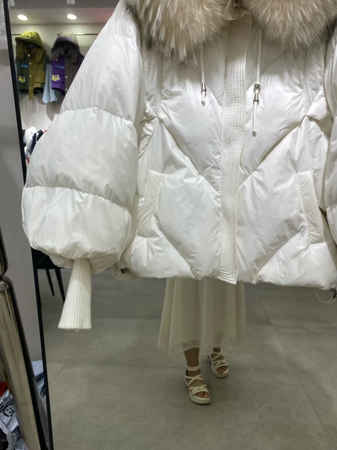 Winter High End Natural Large Fur Collar Down Jacket Female Hooded Warm Thick Parker Jacket Women White Duck Down Loose Outwears