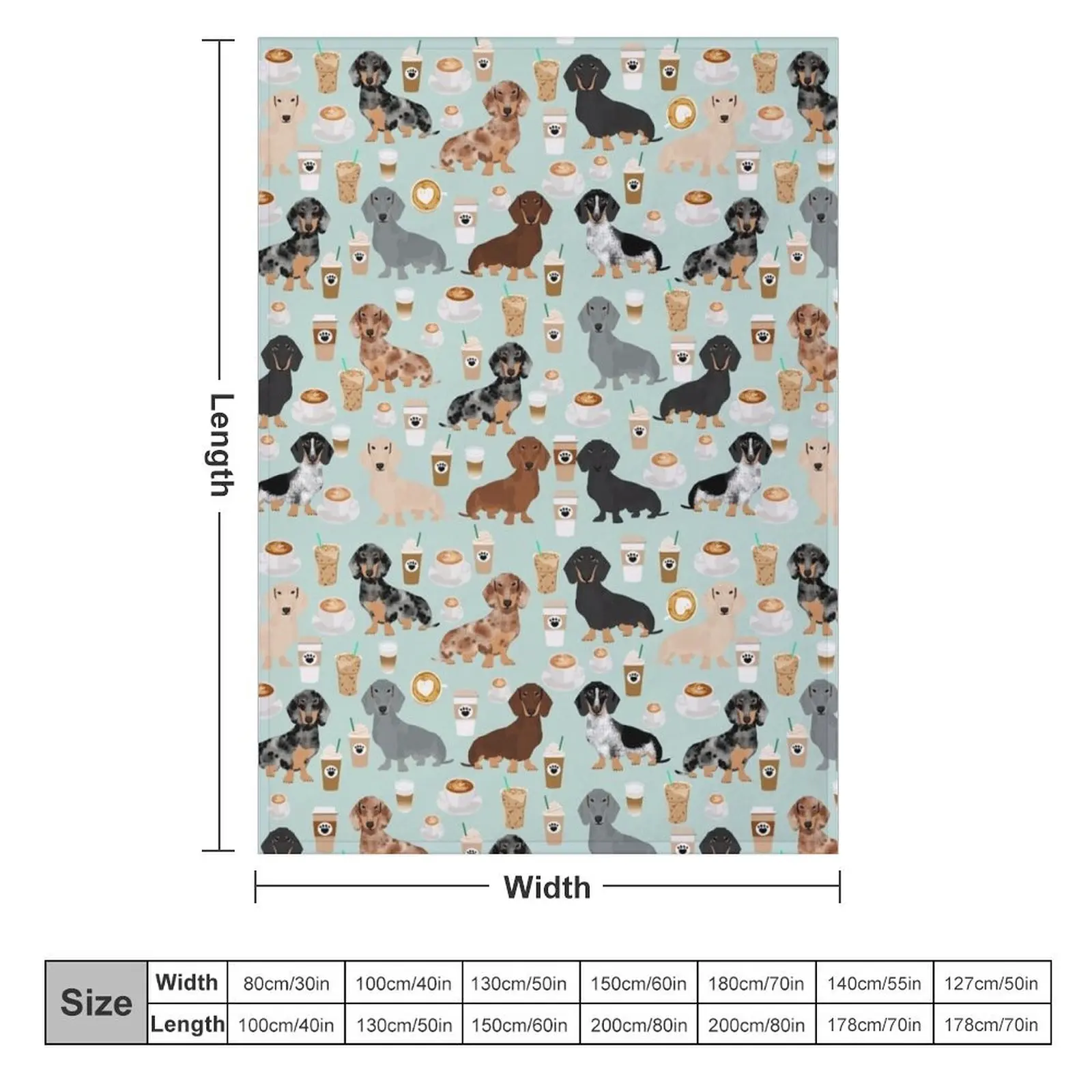 Dachshund coffee latte dachsie doxie dog breed cute pattern for weener dog lover Throw Blanket Large Blankets