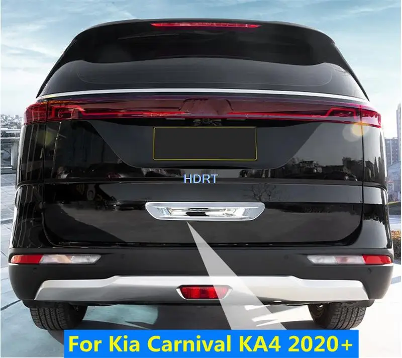 For Kia Carnival KA4 2020 2021 Carbon Fiber Style Black Rear Trunk Tailgate Door Handle Bowl Catch Cover Trims Molding Garnish