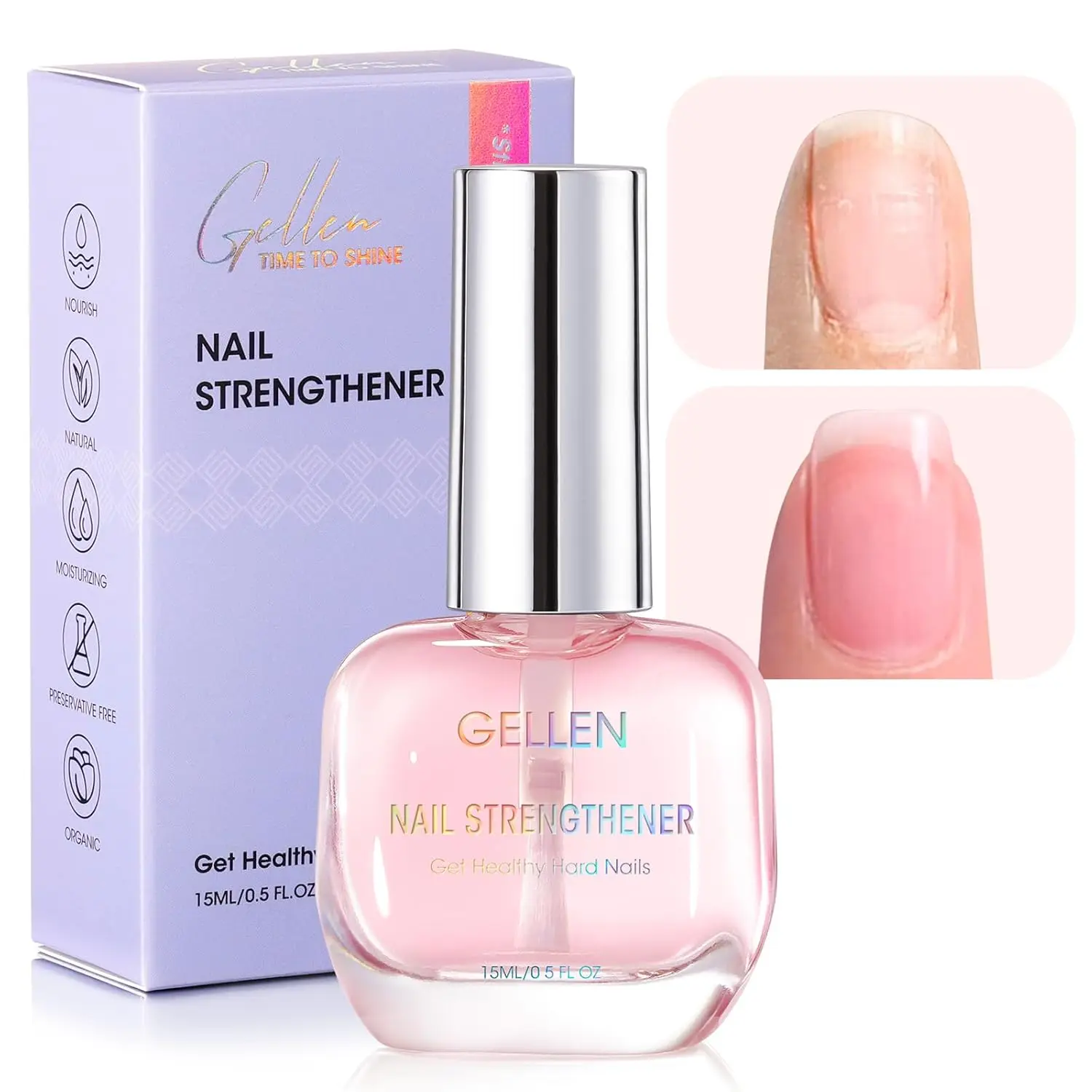 GELLEN 8 in 1 Nail Strengthener Hardener Serum 15ml Repair Weak Brittle Nails Fast Air Dry Cherry Blossom Scent Women Manicure