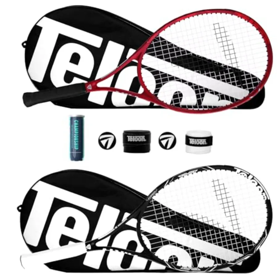 

Recreational tennis rackets for adults, 27-inch graphite frame, black/white color, lightweight and balanced for beginners, coll