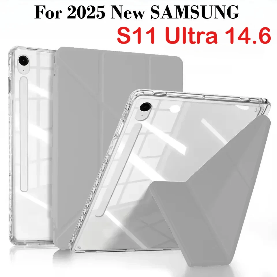 

2025 New Y-Fold Smart Case for Samsung Galaxy Tab S11 Ultra 14.6 inch Funda For S11 Ultra 14.6" HD Acrylic Back Shockproof Cover