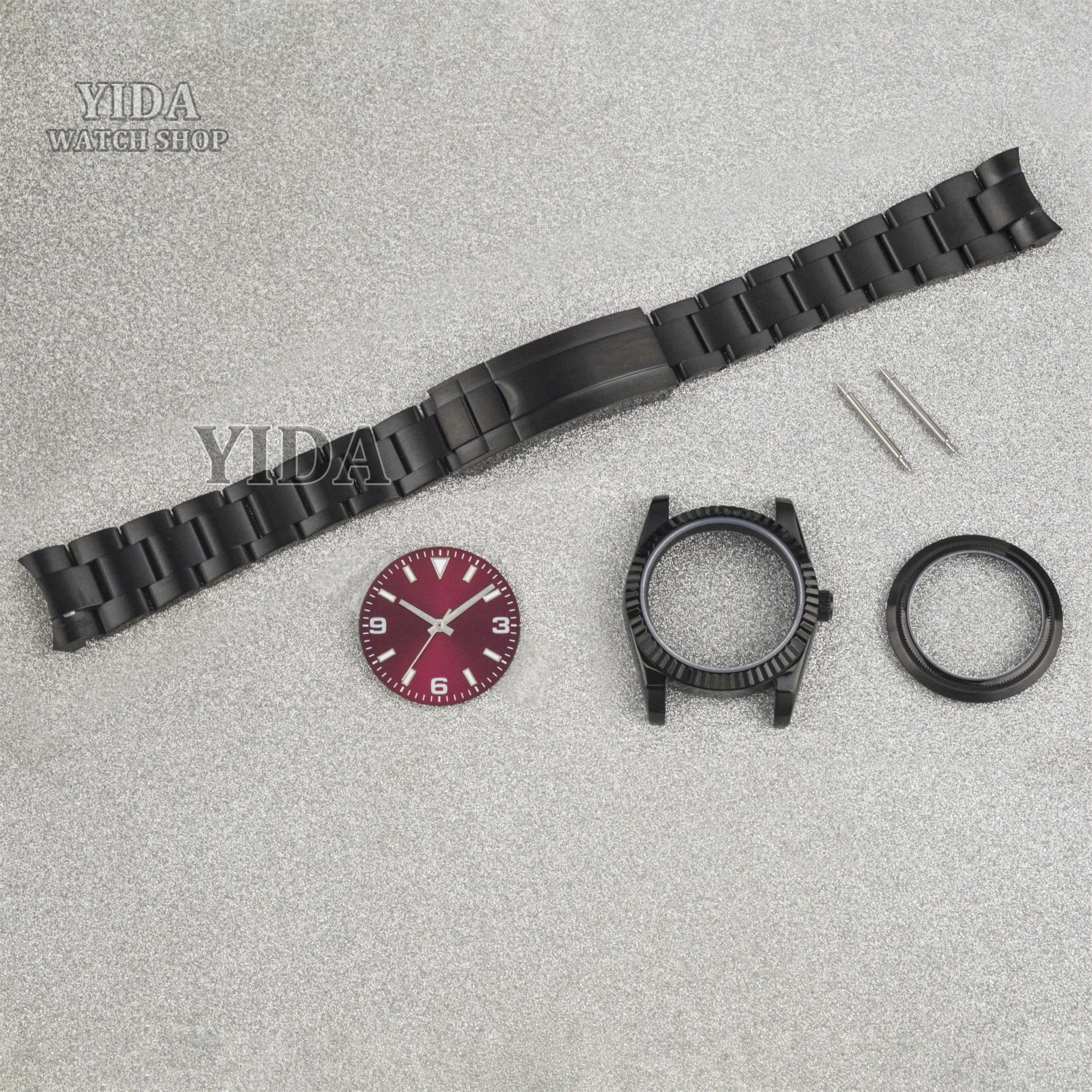 

36/39mm NH35 Watch Case Dial PVD Black Case Band Pointers Glass Back Sapphire Glass For Datejust NH36 Movement 10ATM Waterproof