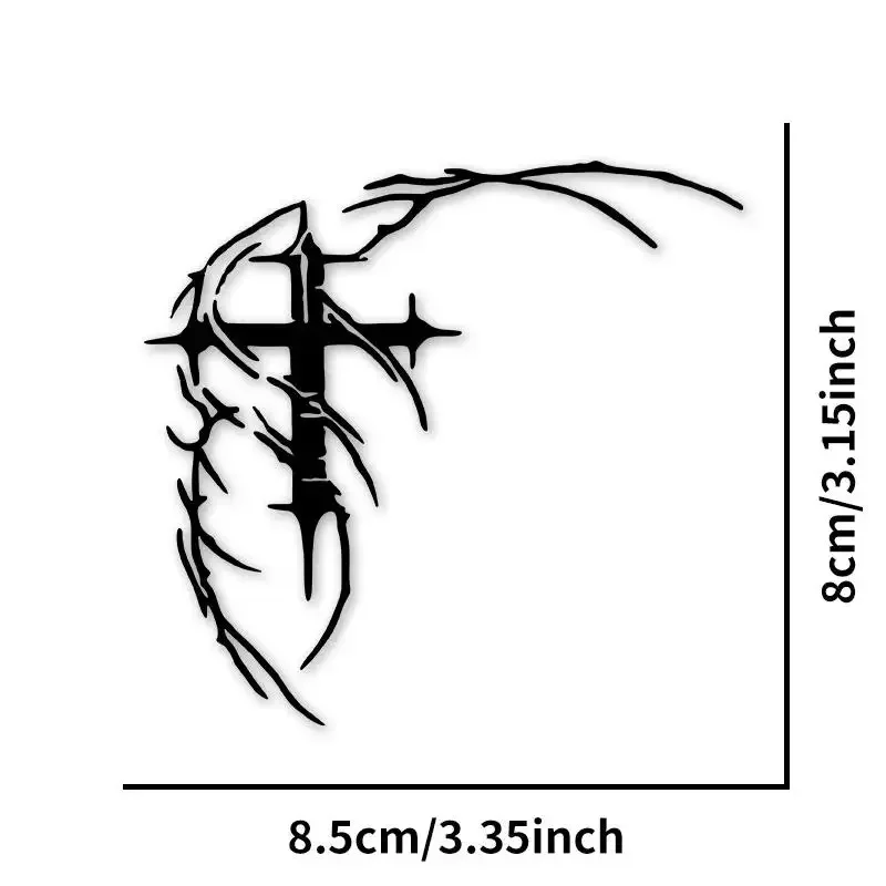 1Pair Gothic Thorn Cross Black & White Vinyl Sticker, Waterproof Self-Adhesive Decal for Car, Device Personalized Decor