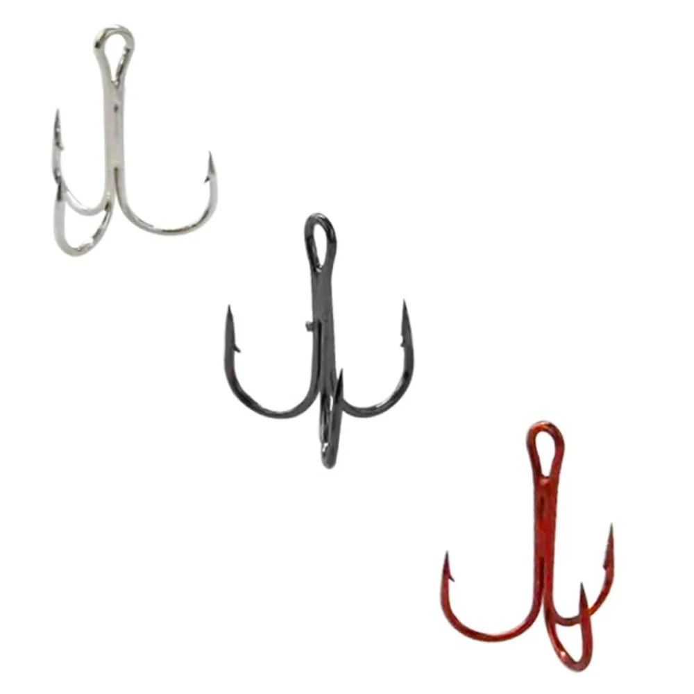 20pc/Box Fishing Hook 4 Color Black/Brown/White/Red 2/4/6/8/10# Fishhook High Carbon Steel Treble Hooks Fishing Tackle