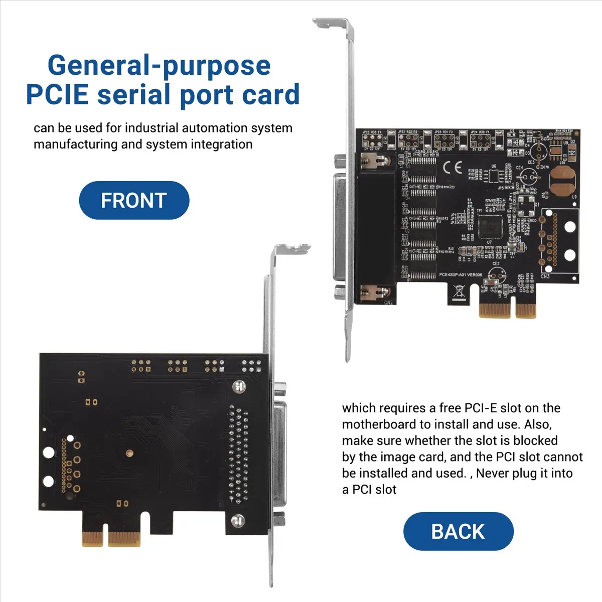 BAAE PCI-E Serial Port Card Pcie to 4 Serial Port RS232 9-Pin Industrial Control 4-Port Expansion Card AX99100 with Cable