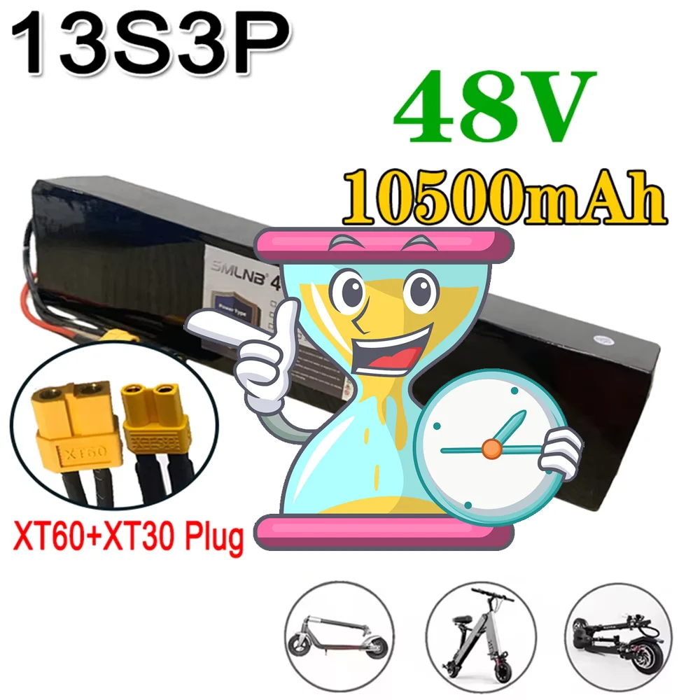 

Li-ion Battery Pack 48V 10.5Ah XT60/DC for Scooters And Bicycles 13S3P 54.6V Battery Pack 13S3P 18650 Lithium Battery