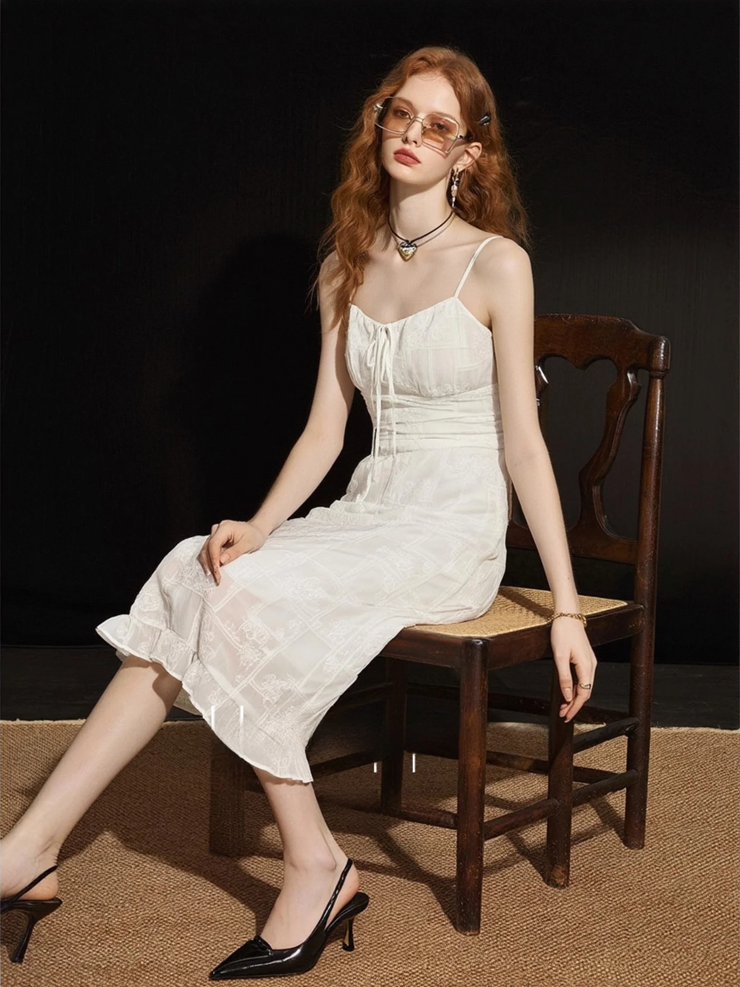 Elegant Embroidered Relief Texture Lace Half Skirt High Waist A-Line Cotton Commute Style Summer New Arrival Huaappuw