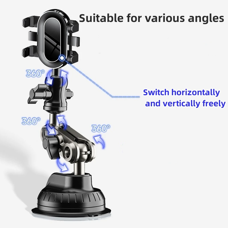 Car Phone Holder Shooting Car Two In One Strong Suction Cup Multi Angle Adjustable Aluminum Alloy Clip Holder image 4