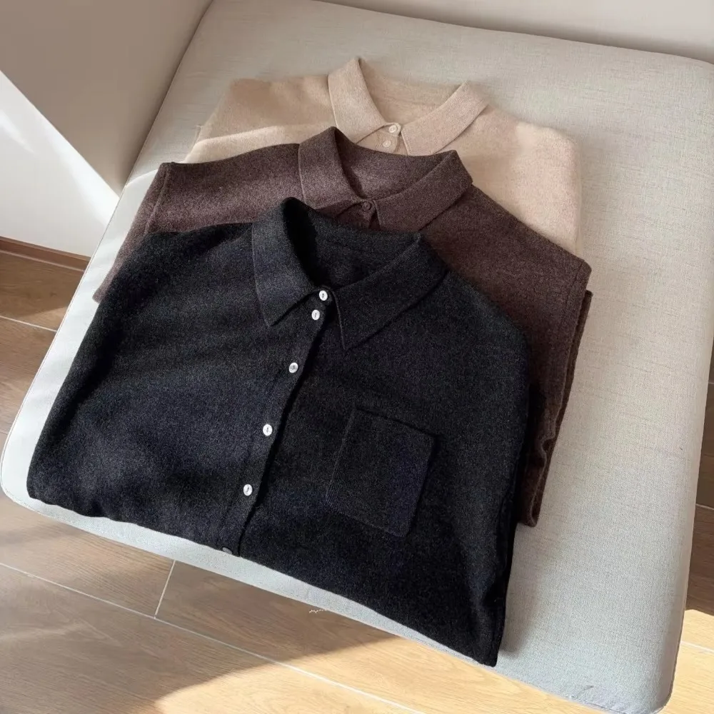 Relaxed-fit Dropped-shoulder Wool Knit Sweater Pants Knitting Sets view 3