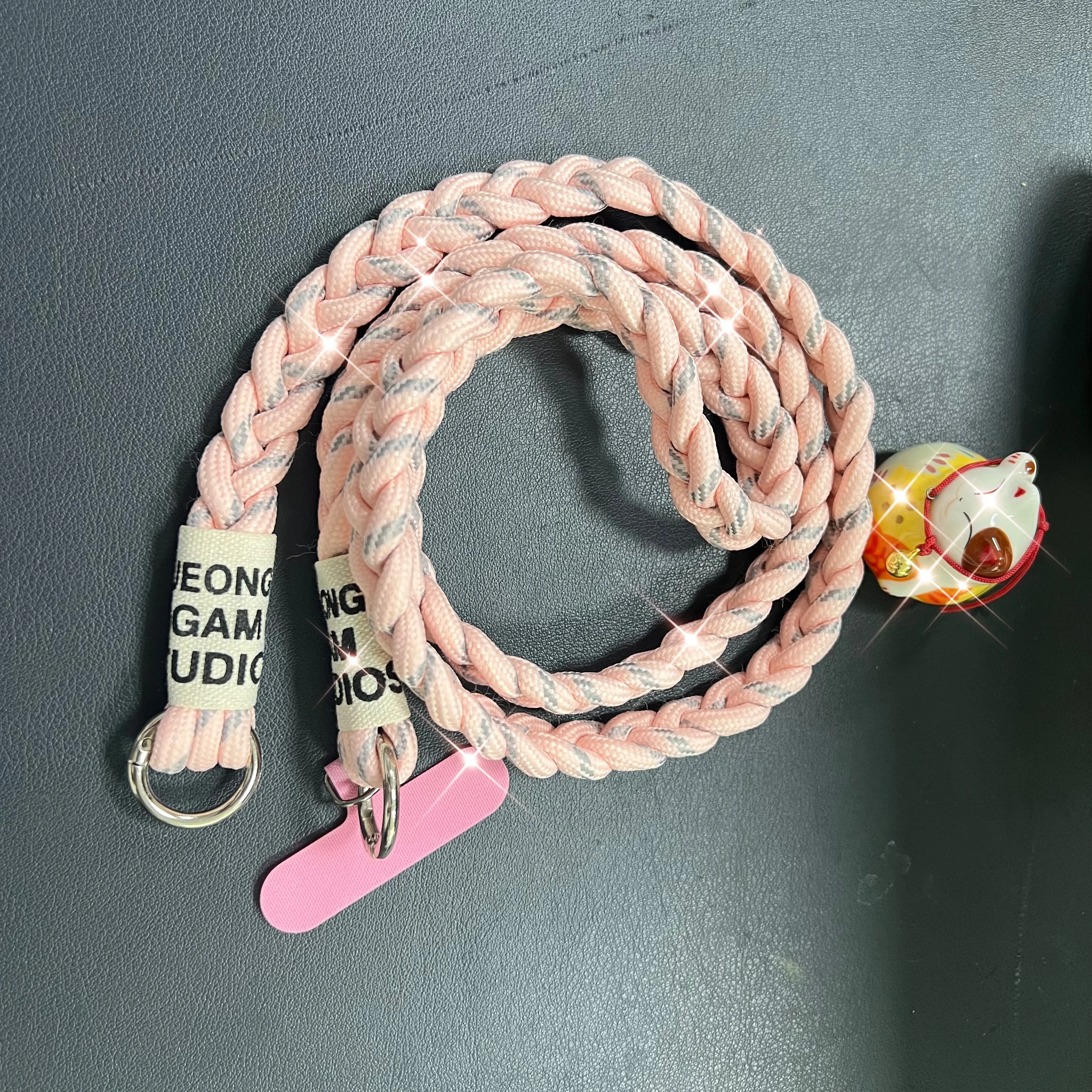 

Mobile Phone Lanyard Ponytail Braid 3-Strand Woven Rope Strong KeyChain Durable Long Crossbody Pendant Carried Chain Shoulder