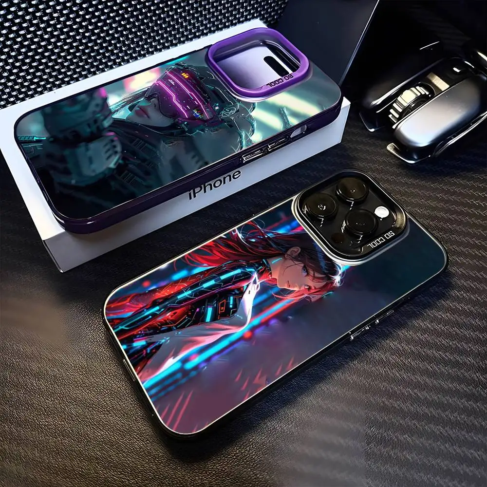 

Cyberpunk Cool Girl Phone Case For iPhone 16,15,14,13,12,11,Mini,Pro,MAX Purple Matte Shockproof Cover