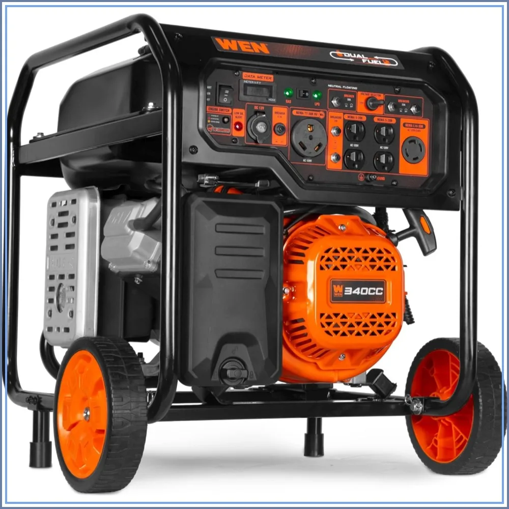 8000W Dual Fuel Portable Generator 120V/240V Electric Start 340cc RV Ready with CO Watchdog