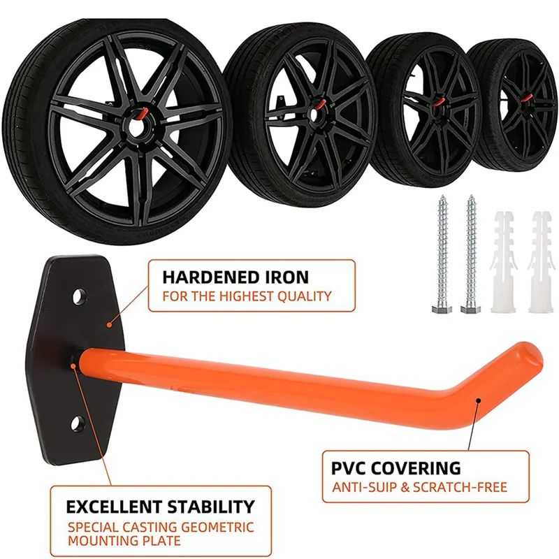 HOES-12 PCS Garage Hooks Heavy Duty Wall Mount,Tire Storage System With Anti-Slip Coating,Hang Heavy Tools For Bikes,Tools