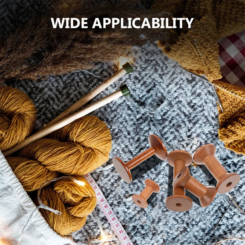 7 قطعة بكرات الموضوع الخشبي DIY بها بنفسك الخياطة المنظم خمر الخشب البكرات حامل الموضوع للتطريز الحياكة النسيج الحرف #6