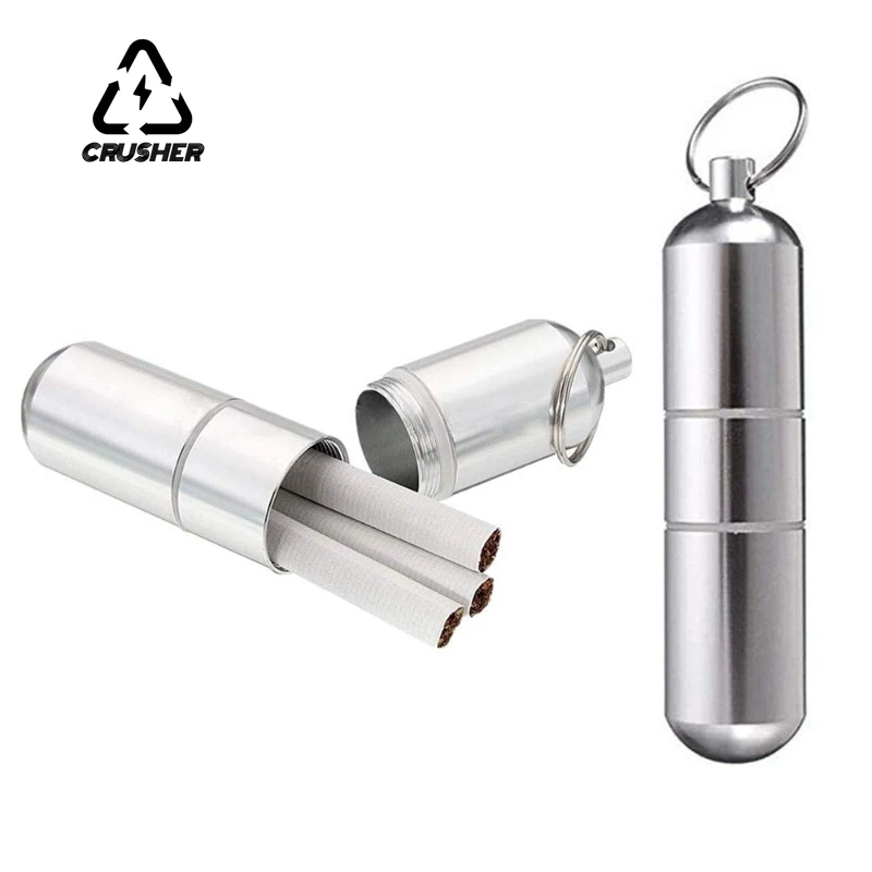 CRUSHER Aluminum Alloy Cigarette Case Tube Waterproof Pill Toothpick Capsule Bottle Keychain Tobacco Box Smoking Accessories