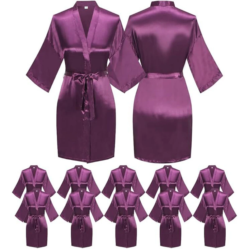 

Bridesmaids Robes for Women Silk Satin Kimono Short Robe Bulk Bridal Party Getting Ready Outfits Wedding Sleepwear