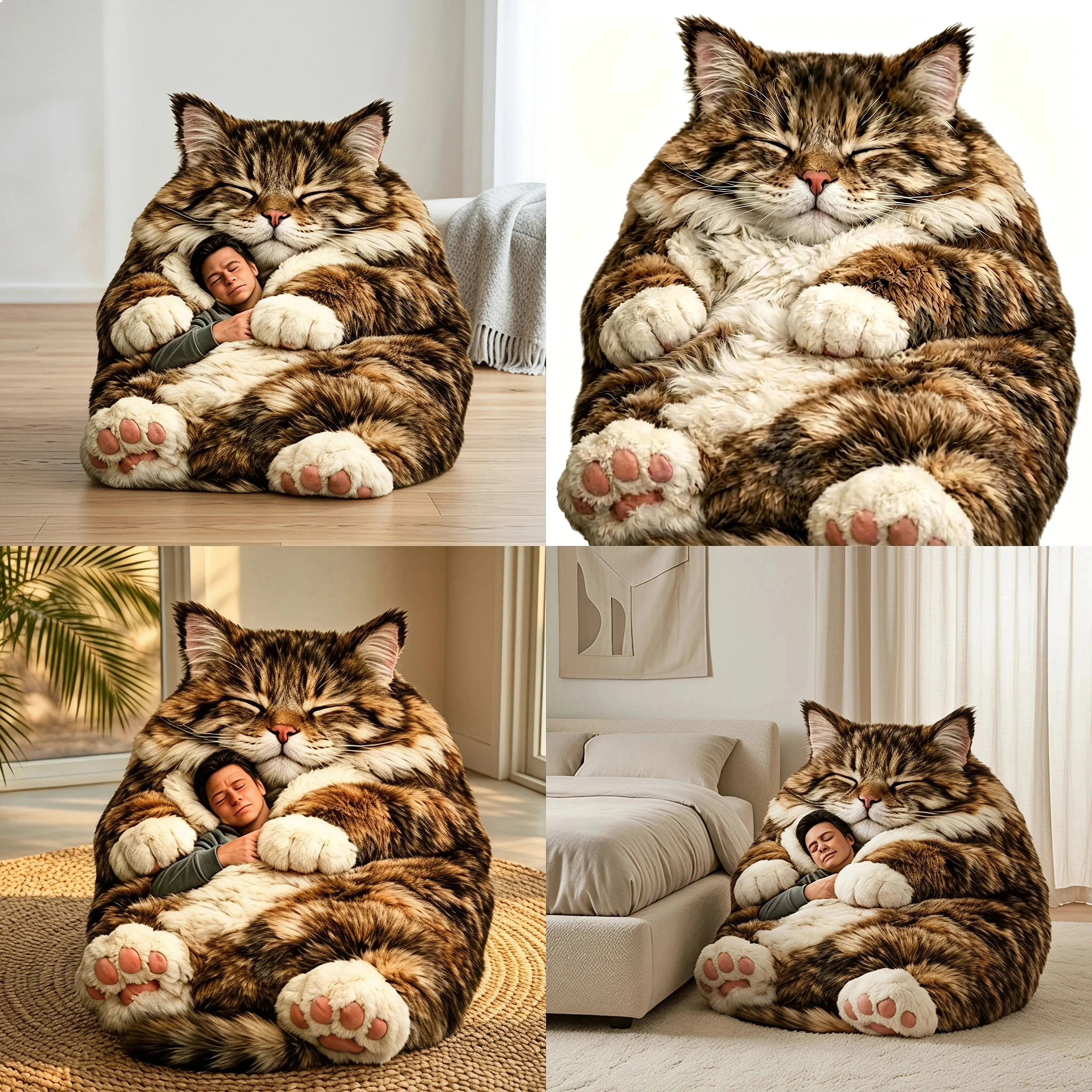 Giant Animal Sleeping Bag Soft Warm Plush Washable Cute Cat Envelope Bed for Adults Winter Outdoor Use