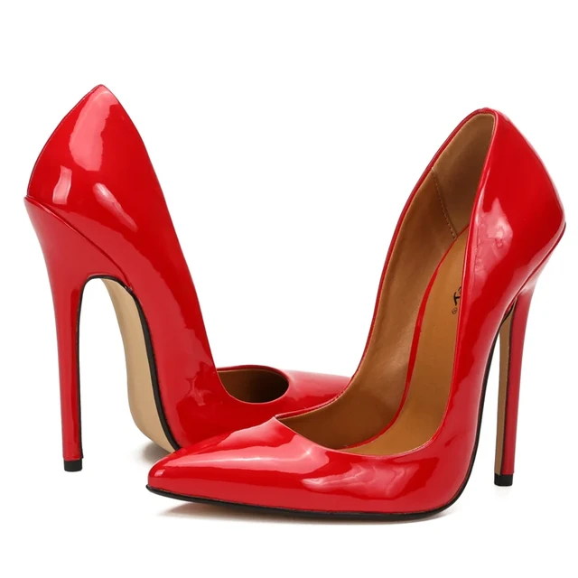 MCLUBGIRL uomo tacchi alti scarpe Sexy donna taglie forti 43 44 45 decollete tacco a spillo bianco scarpe da ufficio in pelle verniciata AliExpress