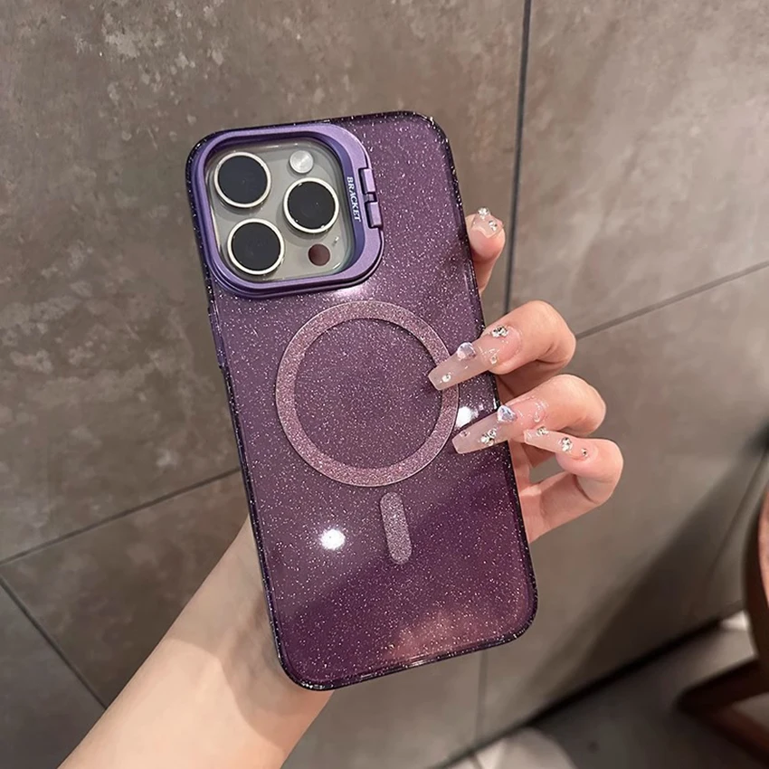 아이폰 16 15 14 13 Pro 12 Max Plus 16Pro 투명 폰케이스 글리터 15Pro 커버 하드쉘 (보이지 않는 브라켓)
