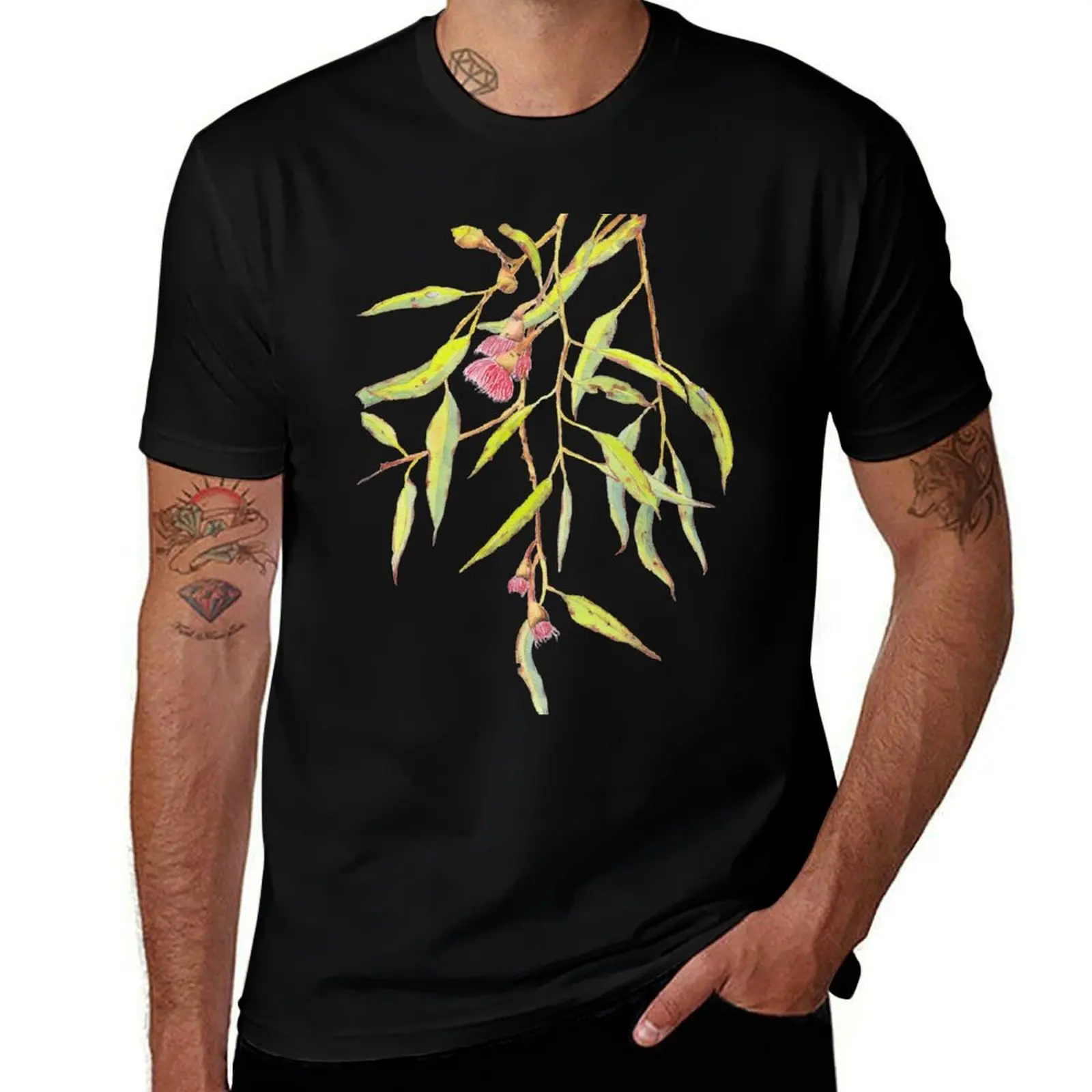 Flowering eucalyptus tree branch T-Shirt Minimalist Graphic Tee Shirt T-Shirt