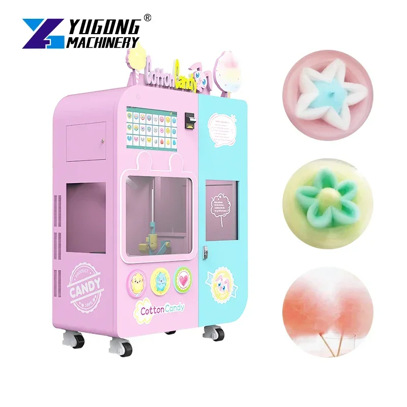 Cotton Candy Machine Commercial Cotton Candy Machine Touch Screen Candy Robot Coin Credit Card Payment System Vending Machine