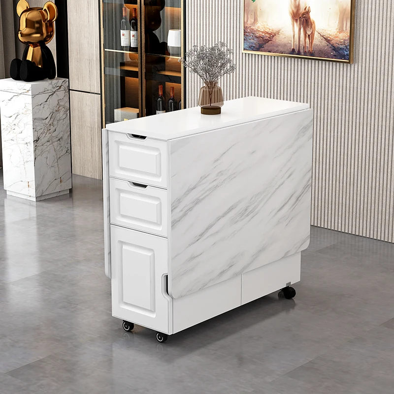 

Small household table simple modern multifunctional rectangular movable dining table