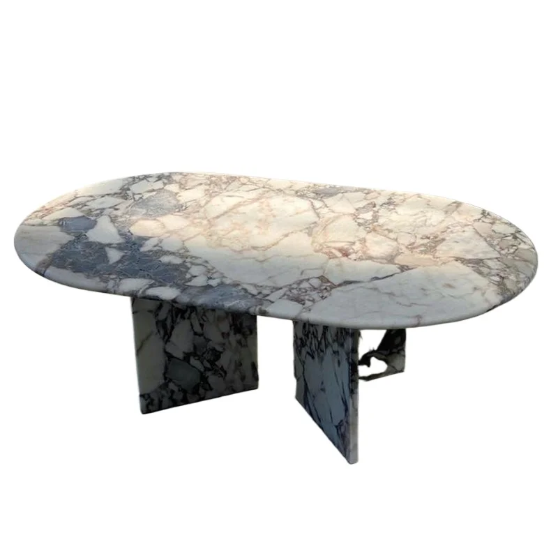 New design natural stone home furniture living room luxury rectangular oval giant table low marble coffee table