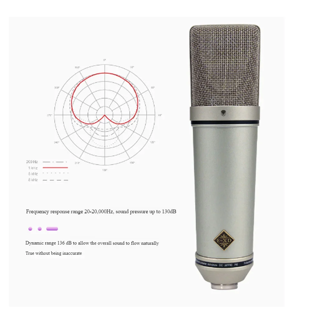 

The EXD U87PRO condenser microphone, specially designed for recording studios, is a sound card device for live performances
