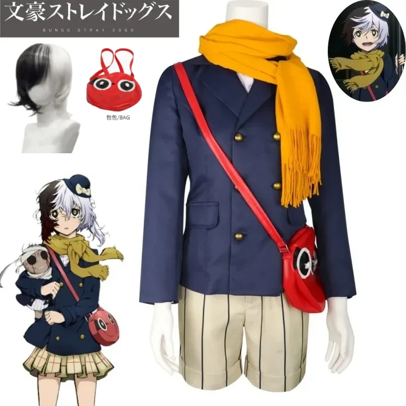 Bungo Stray Dogs Yumeno Kyusaku Dazai Osamu Anime Cosplay Costume Suits Plush Doll Hat Wig Set Halloween Party Outfit