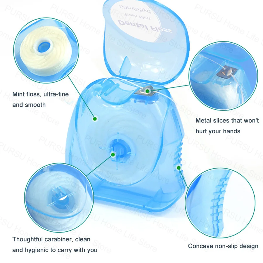 50M Mint Dental Floss Roll Cleaning Oral Tools Household Dental Floss Separate Packaging Clean Gap Slim Disposable Teeth Flosser