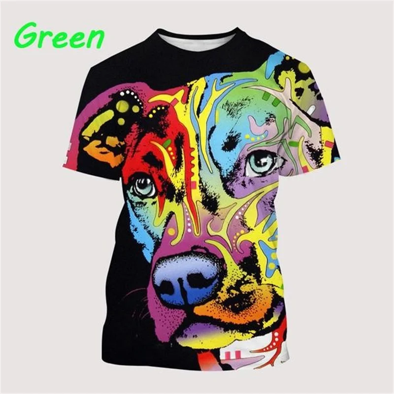 2024 Summer Newest 3D Pitbull Dog Painting Unisex Casual T-shirt Tops Men Fashion Graphic T Shirts Women Tee Tops Clothes