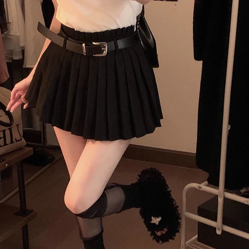 Modieuze Hoge Taille Jk College Stijl Sexy Mini Rok Plooirok (Met Riem)