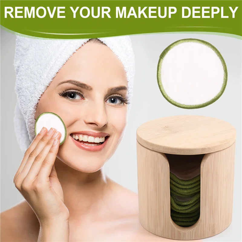FZFZ Reusable Bamboo Makeup Remover Pads - Ultra-Soft, Eco-Friendly, Gift Set With Vegan Bamboo Barrel