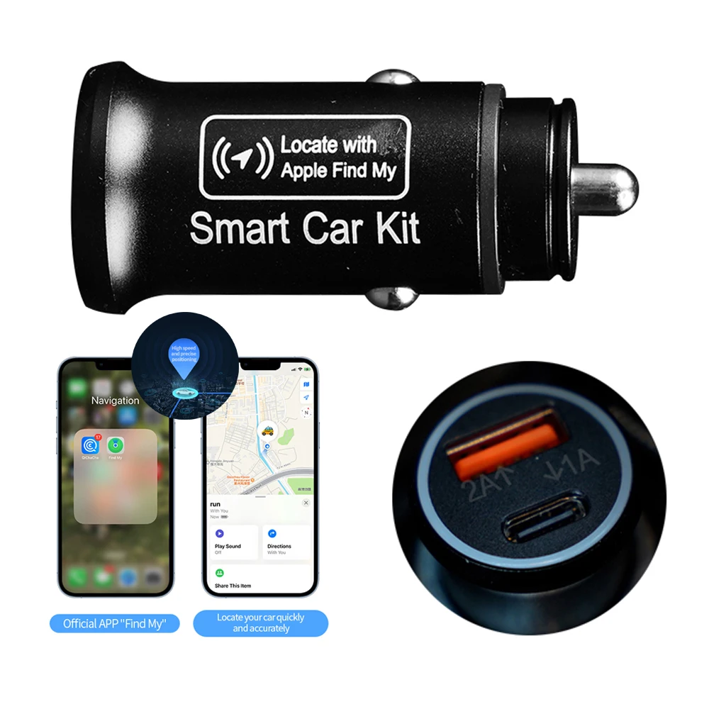 OBD GPS Locator Tracker Cigarette Lighter USB Mini Car Charger AP200 Phone Ipad Charger 20W Type C QC3.0 Apple Find My Anti-lost