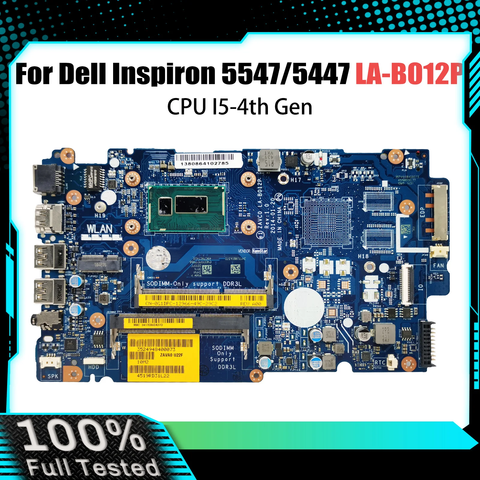 ZAVC0 LA-B012P Notebook Mainboard For Dell Inspiron 5447 5547 5548 5442 5543 5542 Laptop Motherboard CPU I5-4th Gen V2G