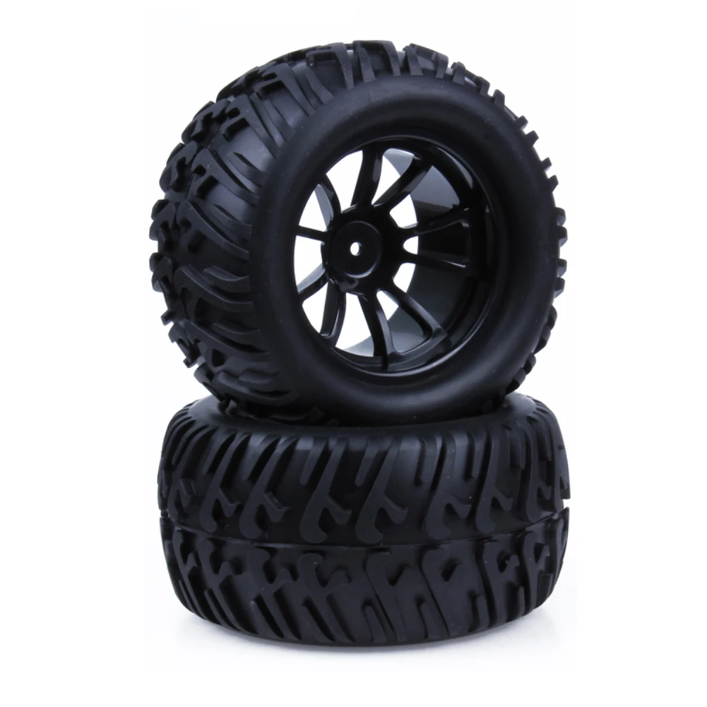 HobbyPark RC Monster Truck Tires & Wheel Rims 125mm 12mm Hex w/ Nylon 4mm Lock Nuts for Traxxas Himoto HSP HPI Redcat 4pcs