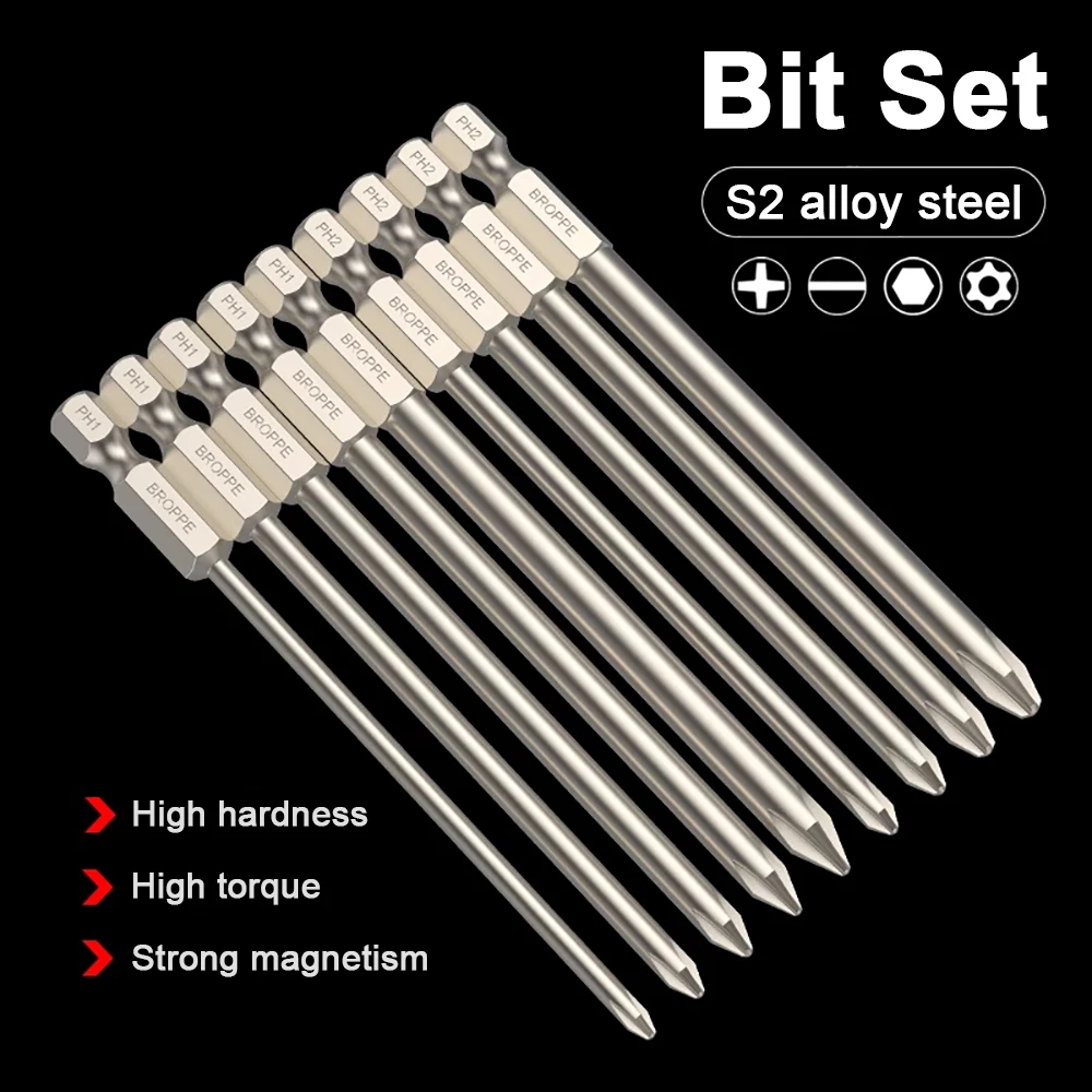 

Torx Flat Head Screwdriver Bit Set Magnetic Tip Slotted Screwdriver Electric Driver Tool S2 Steel 1/4 Inch Shank Quick Change