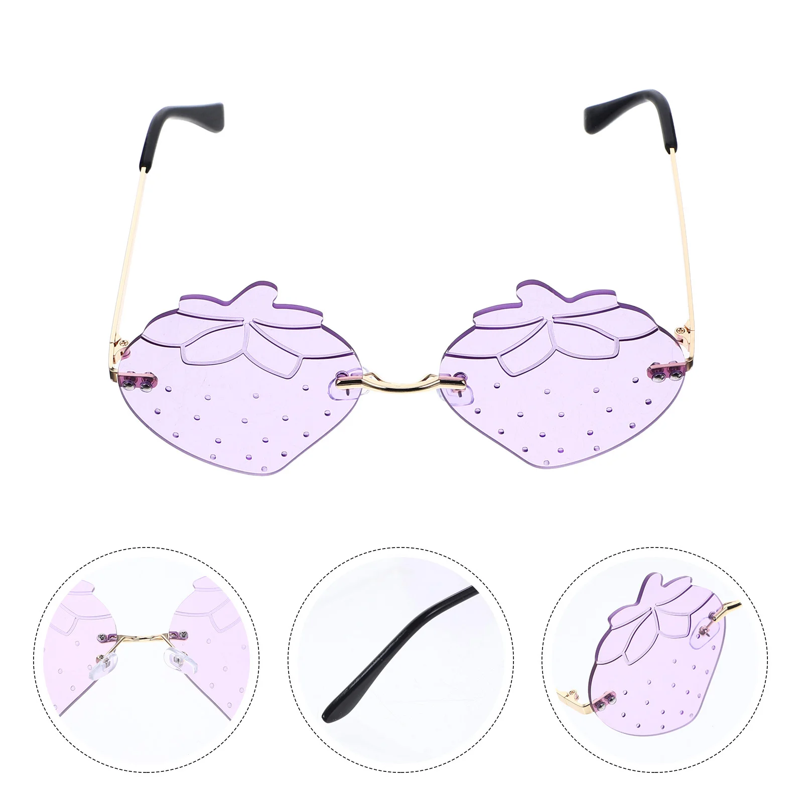 1Pair Strawberry Glasses Frameless Sunglasses Party Supplies Creative Irregular Design Holiday Beach Performance Eyewear