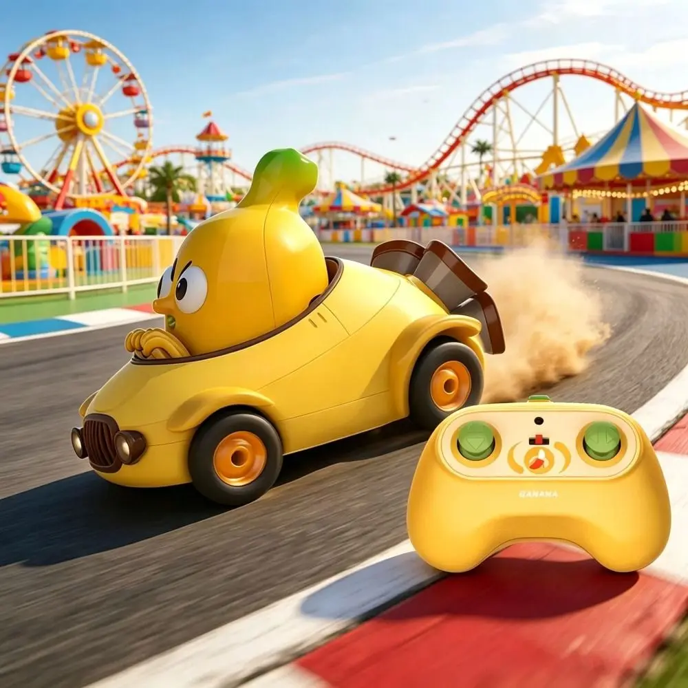 Cool 360° Rotating Pea Remote Control Car 2.4G Cool Lights Vegetable Car Toy Corn Shaped Pea Shaped Eggplant RC Racing Car Gift