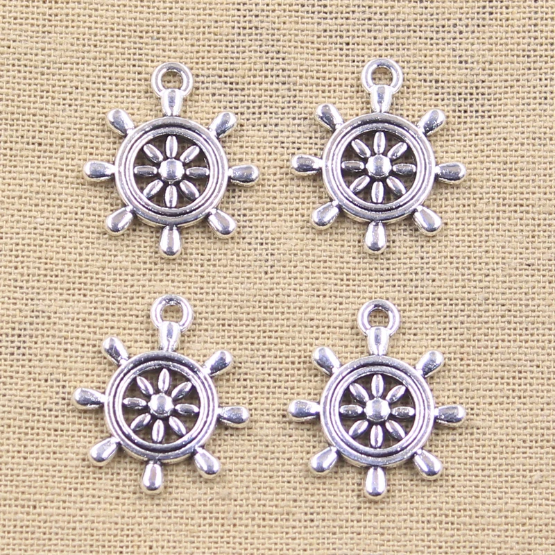 10pcs Charms Ships Wheel Helm Rudder 22x20mm Antique Silver Color Pendants Making DIY Handmade Tibetan Finding Jewelry