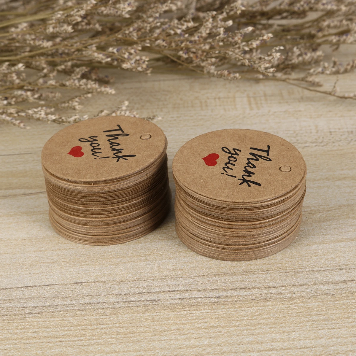 

200 PCS Thanks for The Red Heart Tag Kraft Paper Gift Round You Decorative Tags