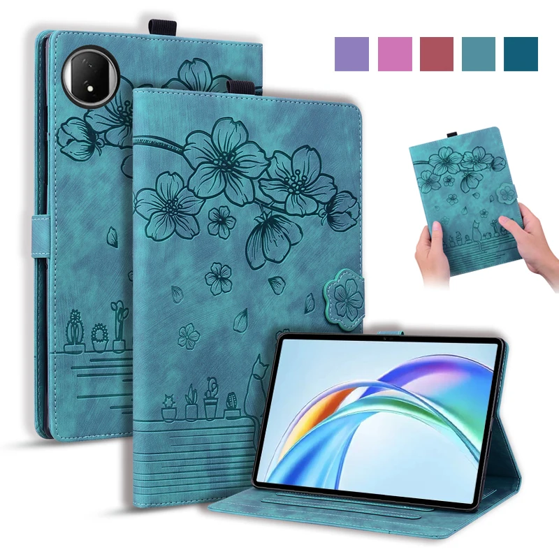 Case For Honor Pad X7 Case 8.7 inch Emboss 3D Flower Cat Wallet Stand Magnetic Tablet Case For Honor Pad X7 2025 Cover